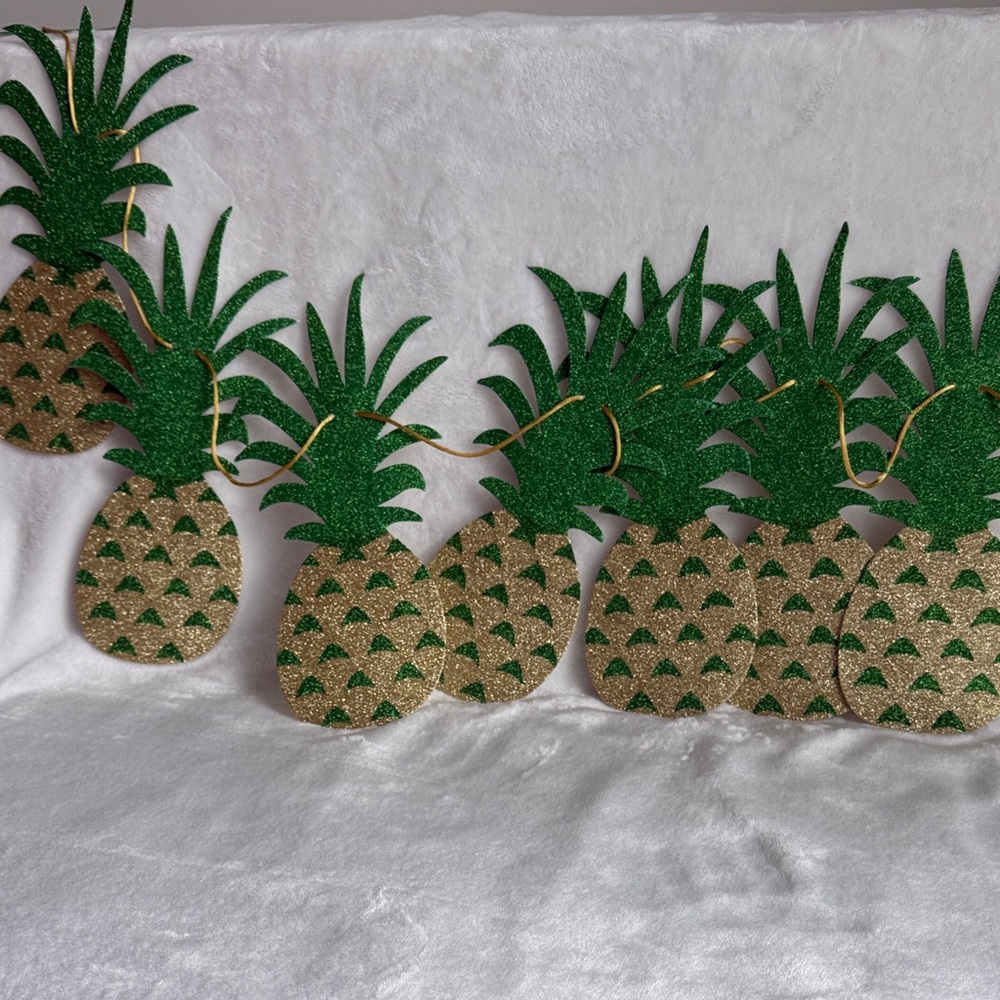 Glitter Pineapple Party Banner